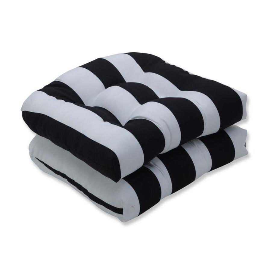 Pillow Perfect Cabana Stripe Black 2 Piece Black Patio Chair Cushion In The Patio Furniture Cushions Department At Lowes Com