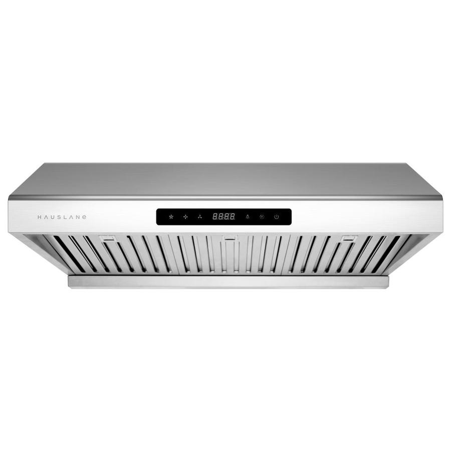 Firegas 30 inch Wall Mount Range Hood with 450 CFM Tempered Glass Ducted Exhaust Vent 3 Speed Fan LCD Digital Clock Display Touch Control Panel,Glass Vent Hood With 2pcs charcoal filters