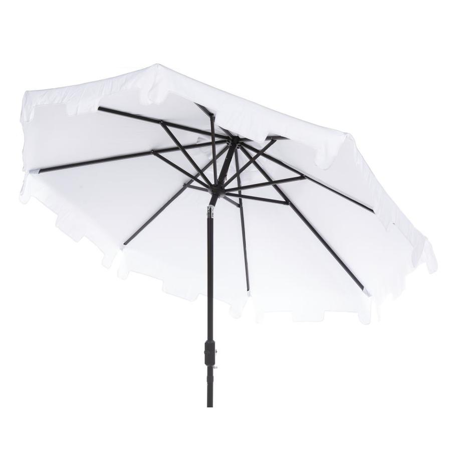 Safavieh 9 Ft Octagon White With Brown Aluminum Frame Push Button Tilt Market Patio Umbrella In The Patio Umbrellas Department At Lowes Com