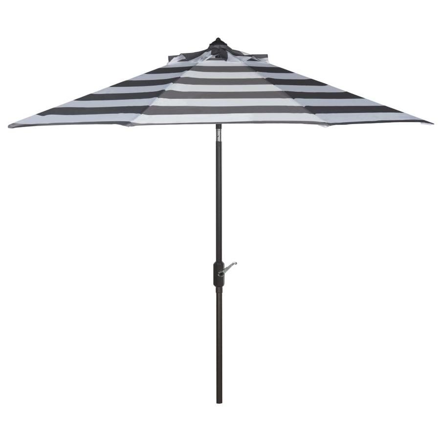 Safavieh 9 Ft Octagon Gray White With Brown Aluminum Frame Crank Market Patio Umbrella In The Patio Umbrellas Department At Lowes Com