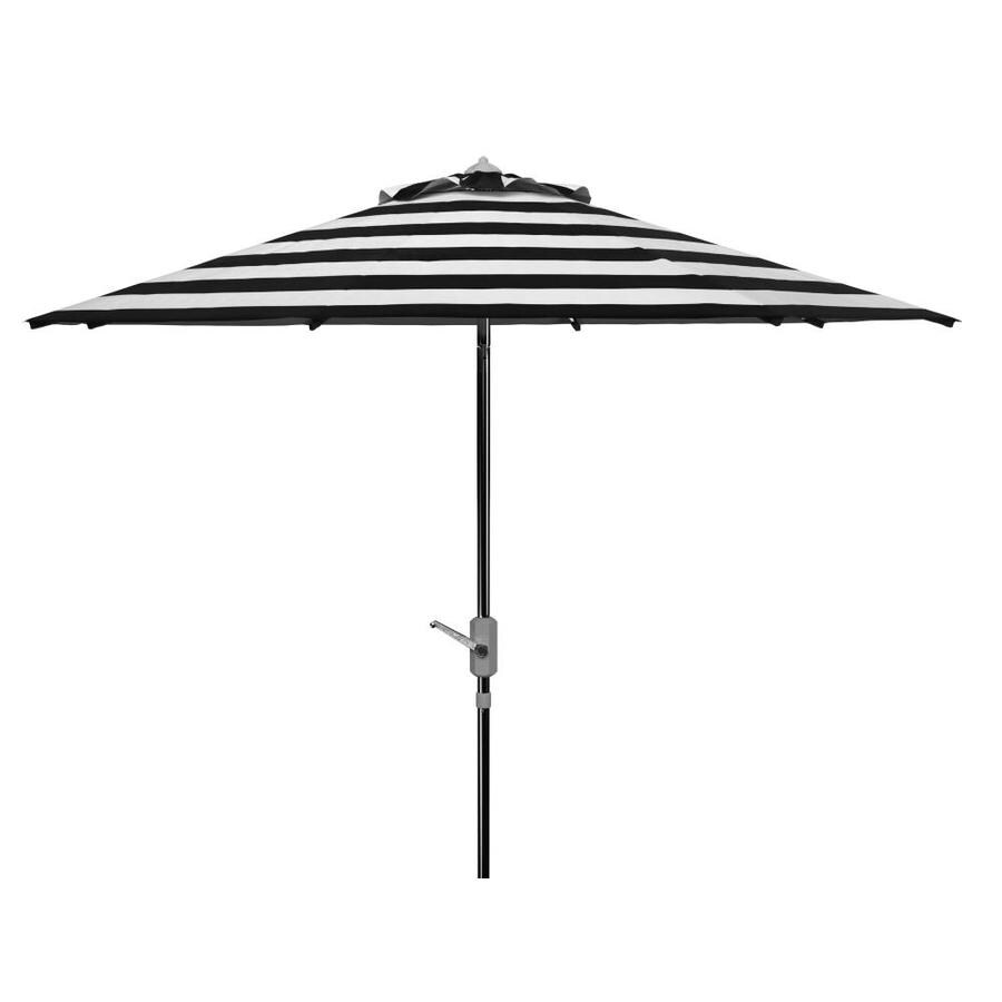 Safavieh 8 4 Ft Octagon Black White With Silver Aluminum Frame Crank Garden Patio Umbrella In The Patio Umbrellas Department At Lowes Com