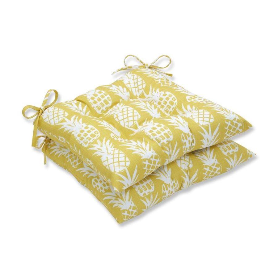 Pillow Perfect Pineapple Pineapple 2 Piece Yellow Patio Chair Cushion In The Patio Furniture Cushions Department At Lowes Com