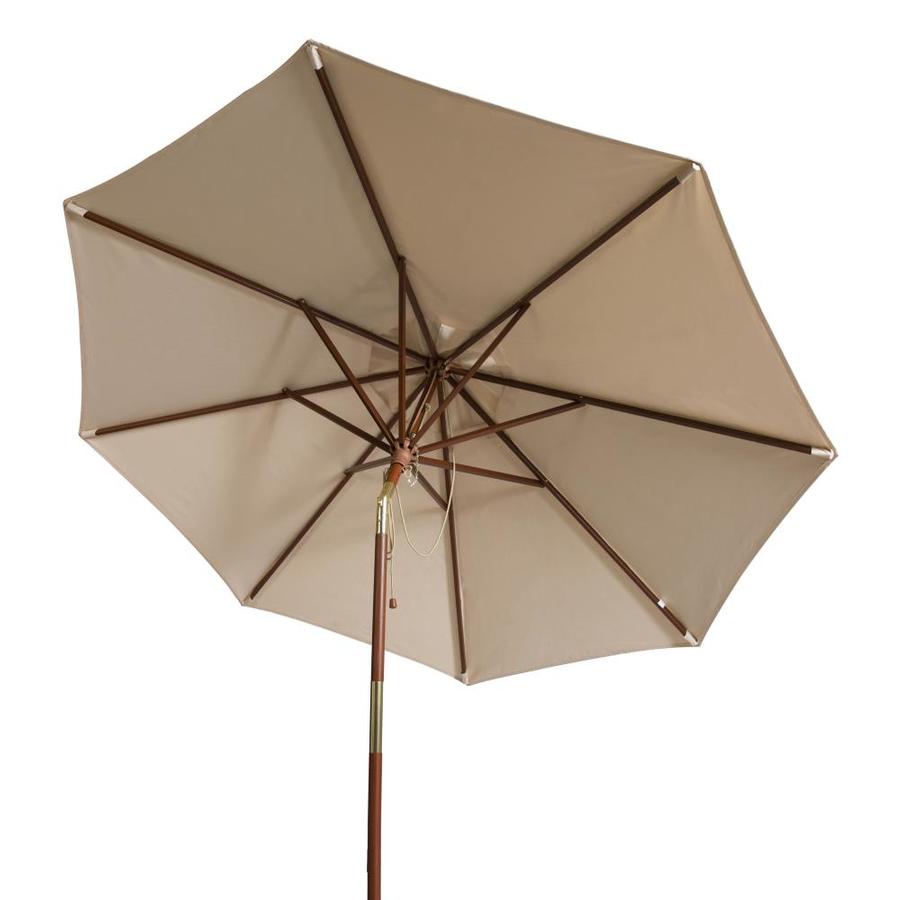 Safavieh 9 Ft Octagon Beige With Brown Steel Frame Auto Tilt Market Patio Umbrella In The Patio Umbrellas Department At Lowes Com