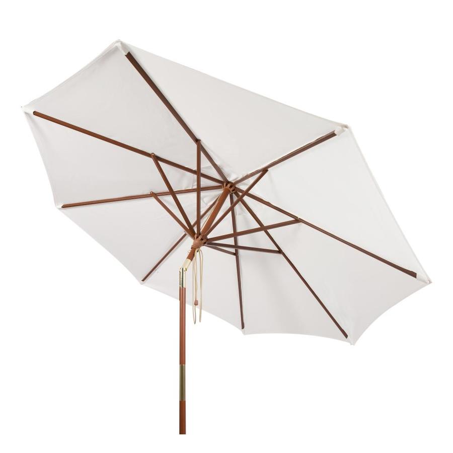 Safavieh 9 Ft Octagon White With Brown Steel Frame Auto Tilt Market Patio Umbrella In The Patio Umbrellas Department At Lowes Com