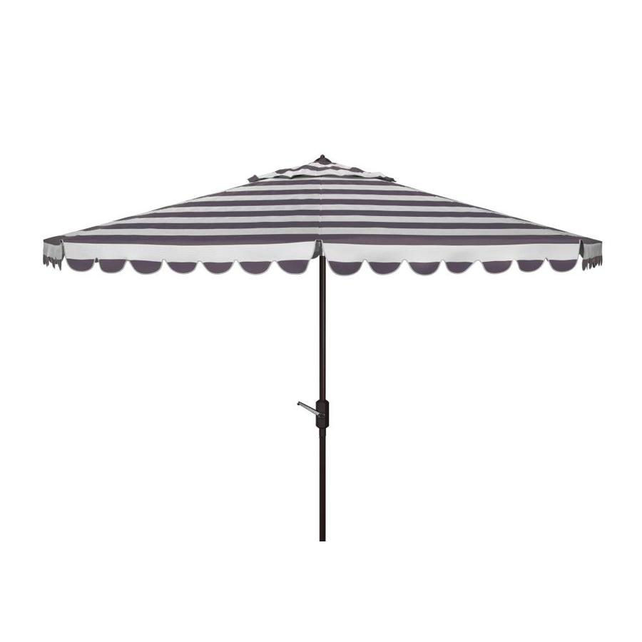 Safavieh 10 8 Ft Octagon Black White With Brown Aluminum Frame Crank Garden Patio Umbrella In The Patio Umbrellas Department At Lowes Com