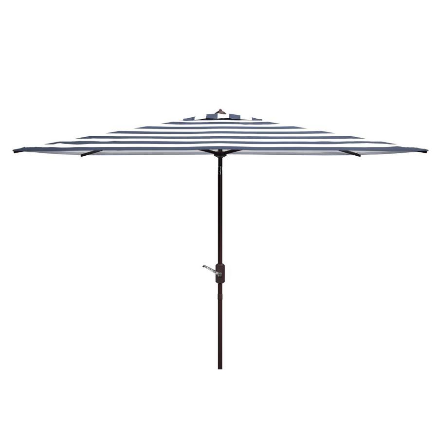 Safavieh Navy White Garden 6 6 Ft Crank Square Patio Umbrella With Black Aluminum Frame In The Patio Umbrellas Department At Lowes Com