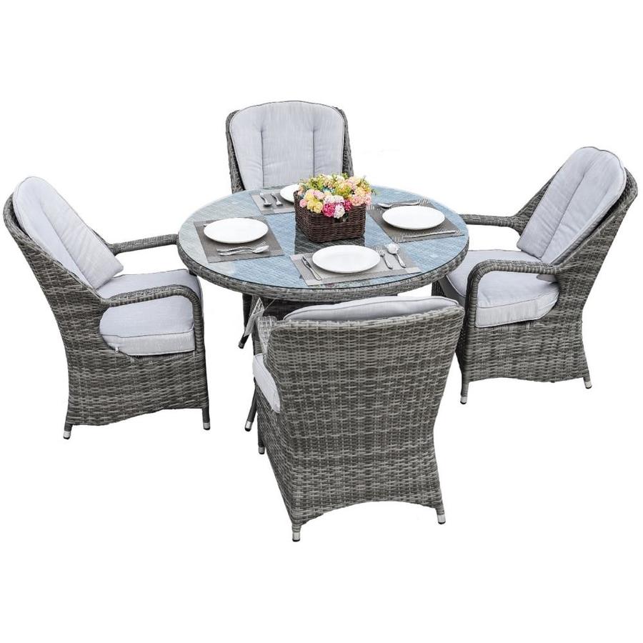 Direct Wicker Macarthur 5 Piece Gray Frame Patio Set With Light Gray Sunbrella Cushions In The Patio Dining Sets Department At Lowes Com