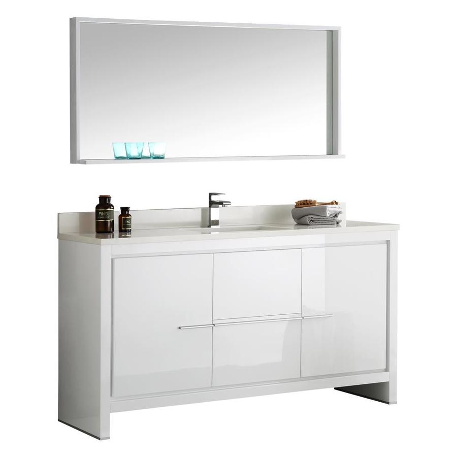 Fresca Trieste 60 In White Double Sink Bathroom Vanity With White Quartz Top Mirror And Faucet Included In The Bathroom Vanities With Tops Department At Lowes Com