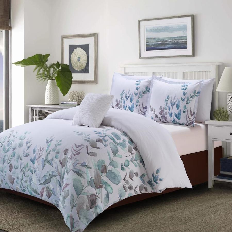 Style Quarters Joyce 4pc Comforter Set, Blue Leaf Print, 100% Cotton, Machine washable, 1 ...