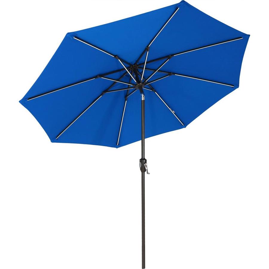 Sunnydaze Decor 9 Ft Octagon Pacific Blue With Black Aluminum Frame Solar Powered Push Button Tilt Market Patio Umbrella In The Patio Umbrellas Department At Lowes Com