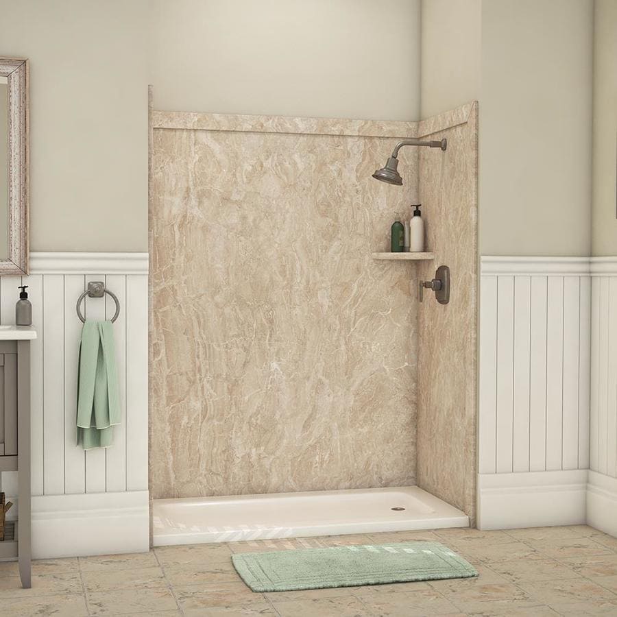Flexstone Adaptable Alaskan Ivory Panel Kit Shower Wall Surround 60 In X 60 In In The Shower