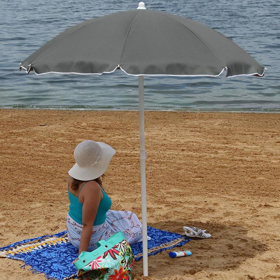 Sunnydaze Decor 5 Foot Outdoor Beach Umbrella With Tilt Function Portable Sage Green In The Beach Umbrellas Department At Lowes Com