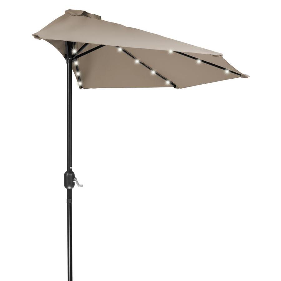 Trademark Innovations 4 5 Ft Half Tan With Black Steel Frame Solar Powered No Tilt Half Round Patio Umbrella In The Patio Umbrellas Department At Lowes Com