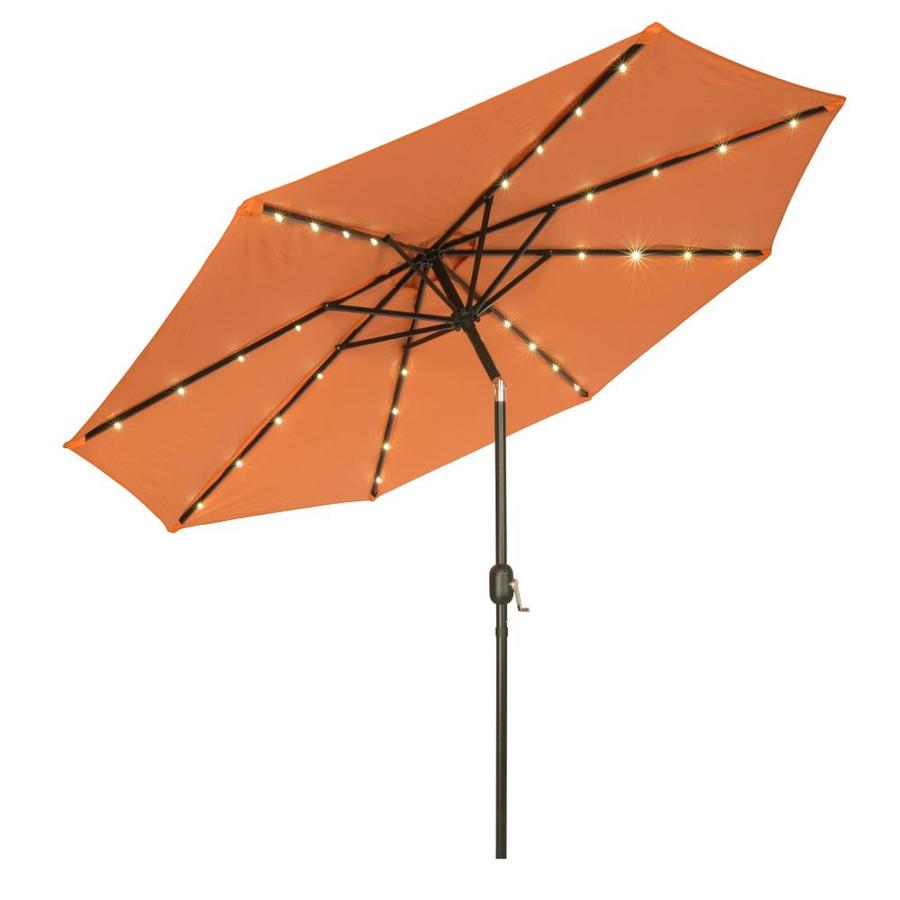 Trademark Innovations 7 Ft Octagon Orange With Black Steel Frame Solar Powered Push Button Tilt Market Patio Umbrella In The Patio Umbrellas Department At Lowes Com