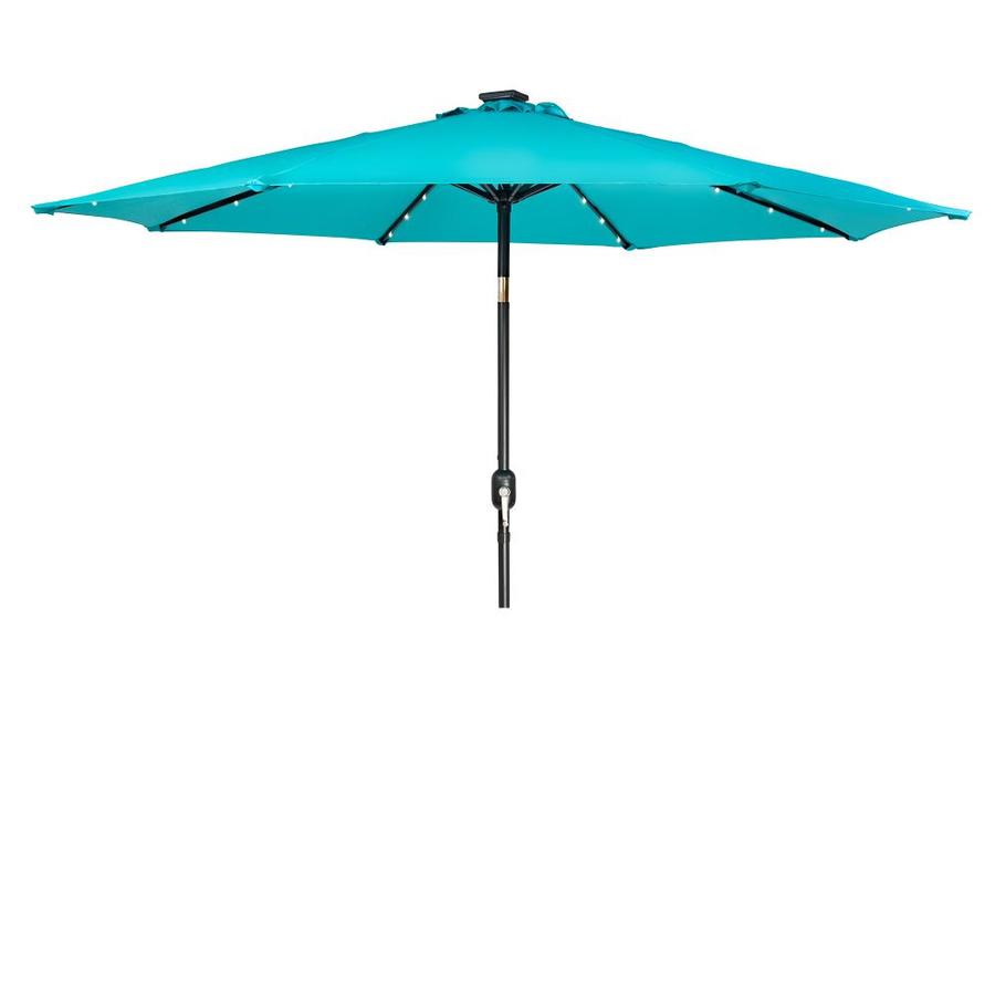 Trademark Innovations 7 Ft Octagon Turquoise With Black Steel Frame Solar Powered Push Button Tilt Market Patio Umbrella In The Patio Umbrellas Department At Lowes Com