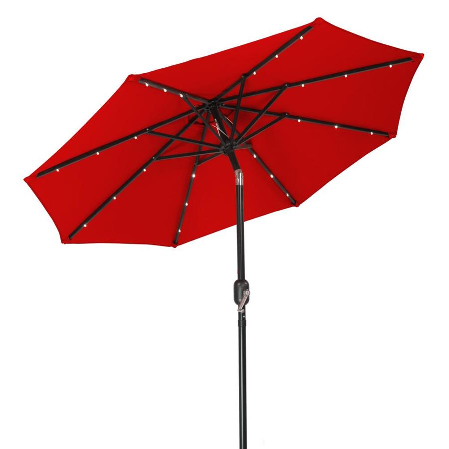 Trademark Innovations 7 Ft Octagon Red With Black Steel Frame Solar Powered Push Button Tilt Market Patio Umbrella In The Patio Umbrellas Department At Lowes Com