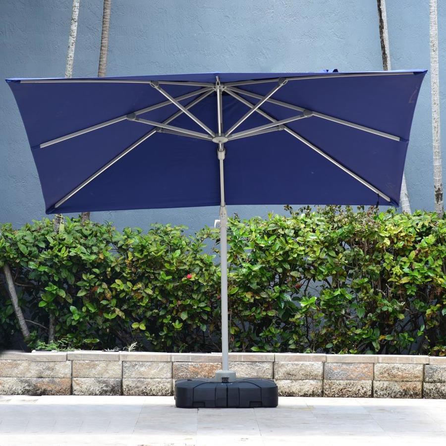 International Home 10 Ft Square Blue With Blue Aluminum Frame Solar Powered Push Button Tilt Garden Patio Umbrella And Base In The Patio Umbrellas Department At Lowes Com