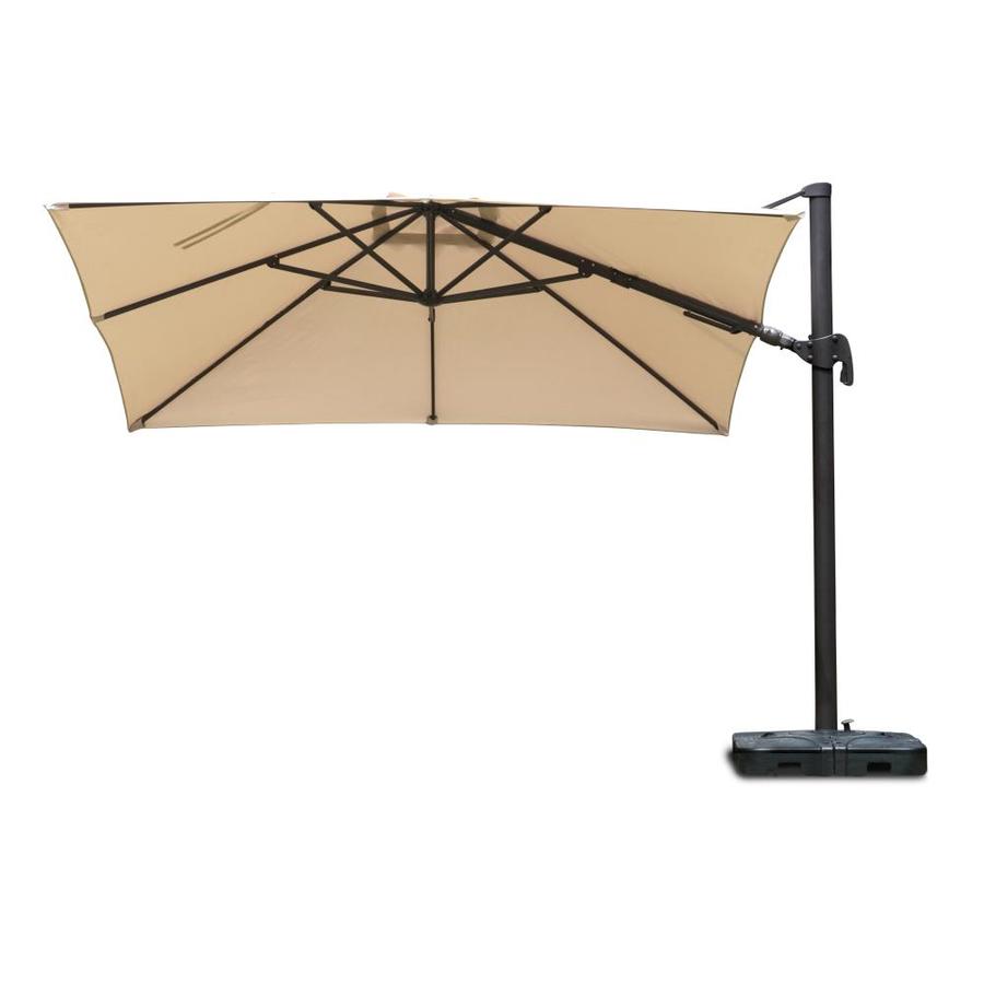 International Home 10 Ft Square Tan With Black Aluminum Frame Push Button Tilt Garden Patio Umbrella And Base In The Patio Umbrellas Department At Lowes Com