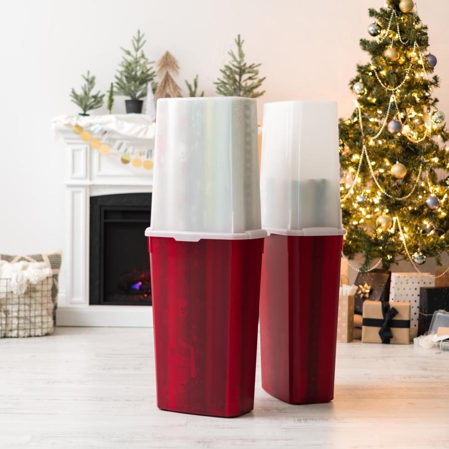 IRIS Wrapping Paper Storage Bin, 2 Pack, Pearl/Red in the Wrapping