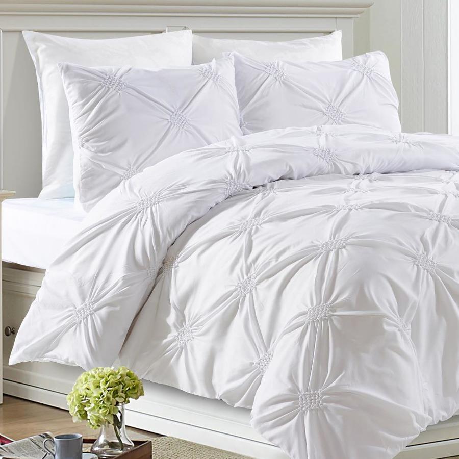 Style Quarters 3Piece White Queen Duvet Set in the Bedding Sets