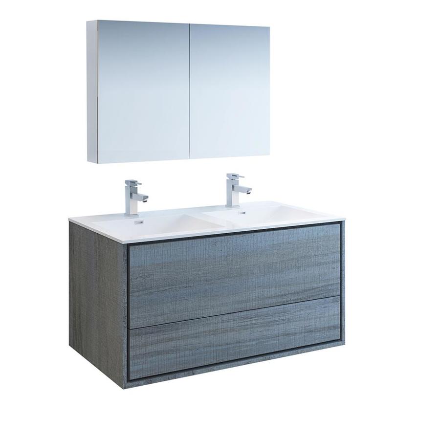 Fresca Senza 47 3 In Ocean Gray Double Sink Bathroom Vanity With White Acrylic Top In The Bathroom Vanities With Tops Department At Lowes Com