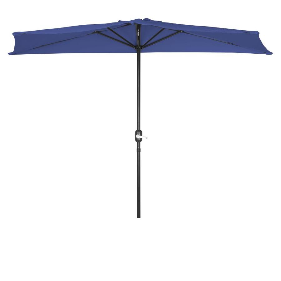 Trademark Innovations 54 Ft Half Blue With Black Steel Frame No Tilt Market Patio Umbrella In The Patio Umbrellas Department At Lowes Com