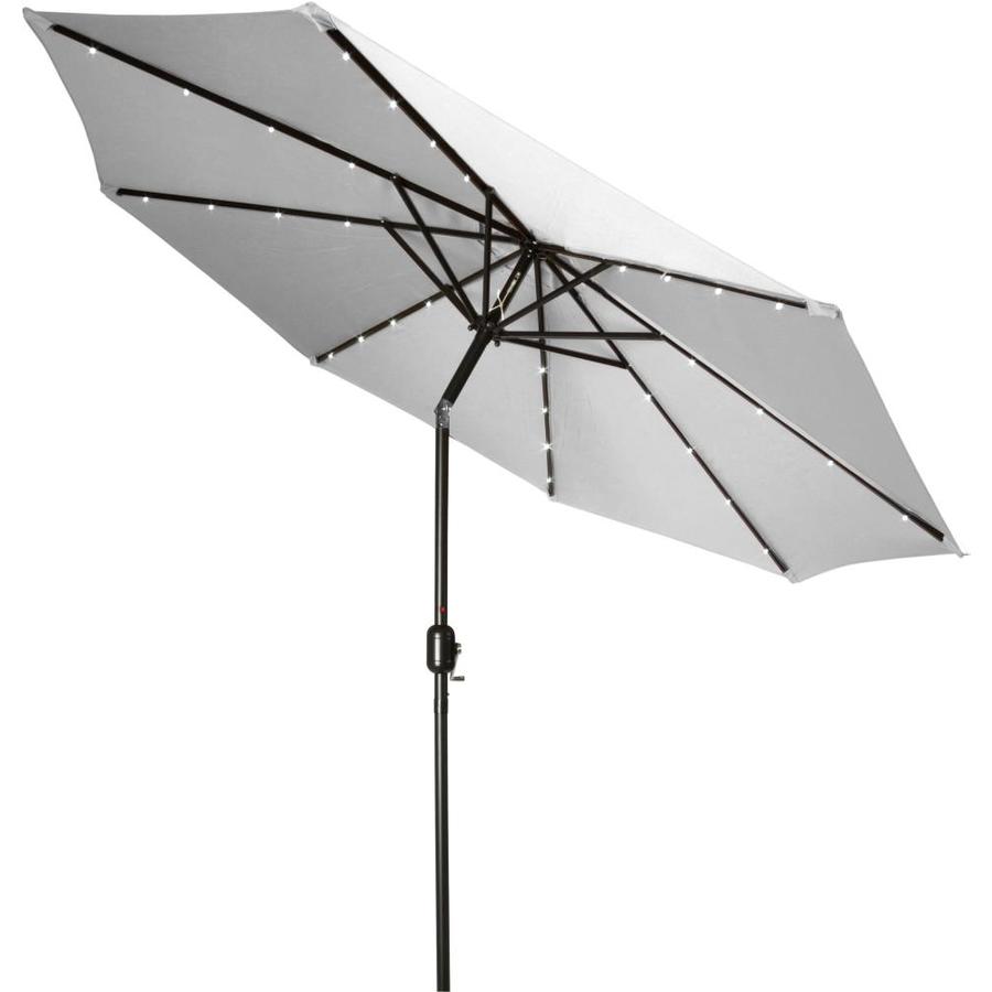 Trademark Innovations 108 Ft Octagon Gray With Black Steel Frame Solar Powered Push Button Tilt Market Patio Umbrella In The Patio Umbrellas Department At Lowes Com