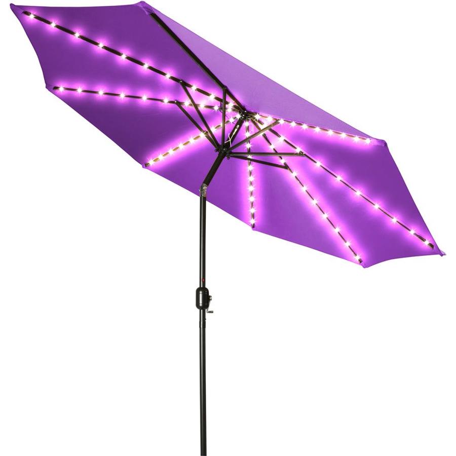 Trademark Innovations 108 Ft Octagon Purple With Black Steel Frame Solar Powered Push Button Tilt Market Patio Umbrella In The Patio Umbrellas Department At Lowes Com