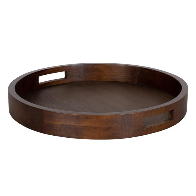 Kate And Laurel Hutton Large Round Wood Tray With Handles Walnut Brown Finish In The Tabletop Decorations Department At Com - Round Wood Tray For Coffee Table Kate And Laurel Hutton Large Round Wood Tray With Handles Walnut Brown Finish In The Tabletop Decorations Department At Com - Round Wood Tray For Coffee Table