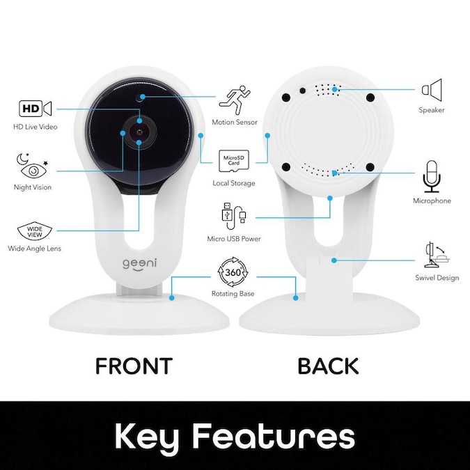 Geeni Geeni Aware Series Plug-in Wired Smart Indoor Security Camera in