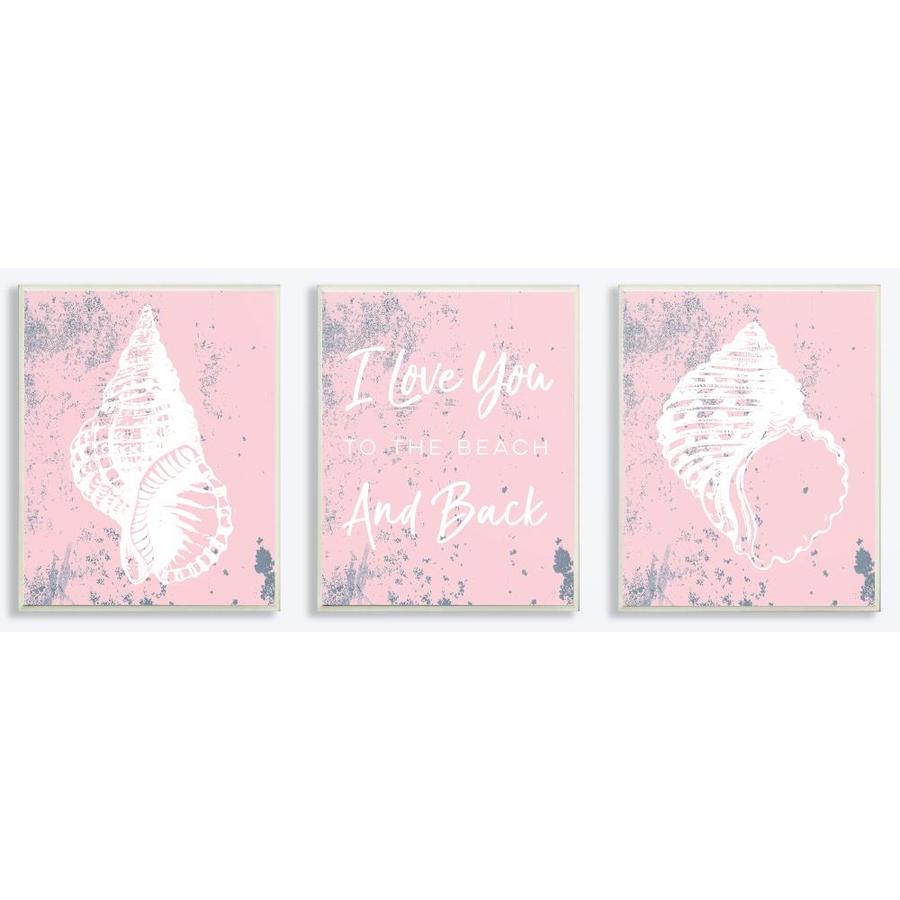 The Stupell Home Decor Collection Love You to the Beach Shells 3pc Wall Plaque Art Set Proudly Made in USA 10 x 0.5 x 15