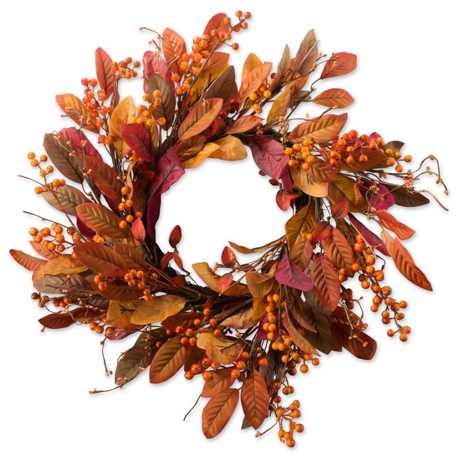 Gcroet Fall Wreath for Front Door,Artificial Fall Wreath,Christmas Wreath with Pumpkin Maple Leaves and Red Berry,Autumn Simulation Wreath Rattan Artificial Door Wreath for Halloween Home Decor 