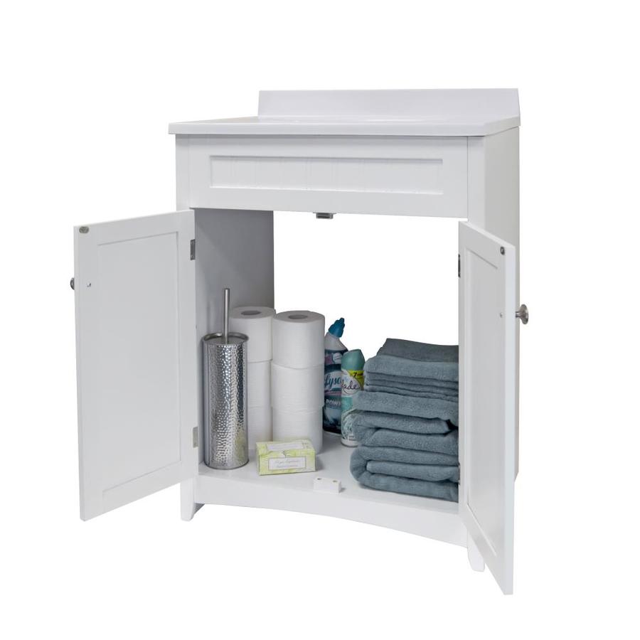 Oshome White Bathroom Storage 25 5 In Pleasant White Single Sink Bathroom Vanity With Off White Acrylic Top In The Bathroom Vanities With Tops Department At Lowes Com