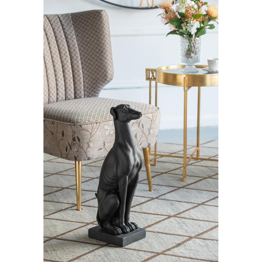 black dog garden statue