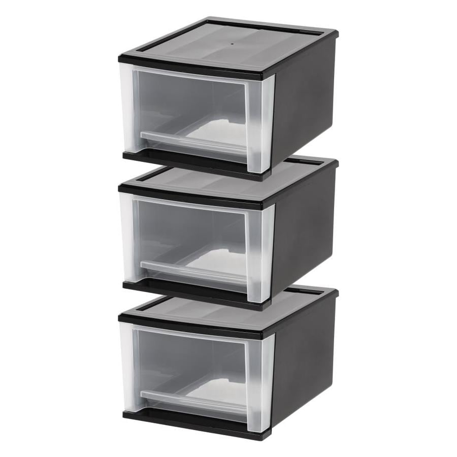IRIS 1 Compartment 1 Drawers Black Stackable Plastic Drawer in the