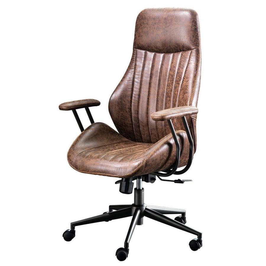 Ovios Krellack Dark Brown Contemporary Ergonomic Adjustable Height Swivel Desk Chair In The Office Chairs Department At Lowes Com