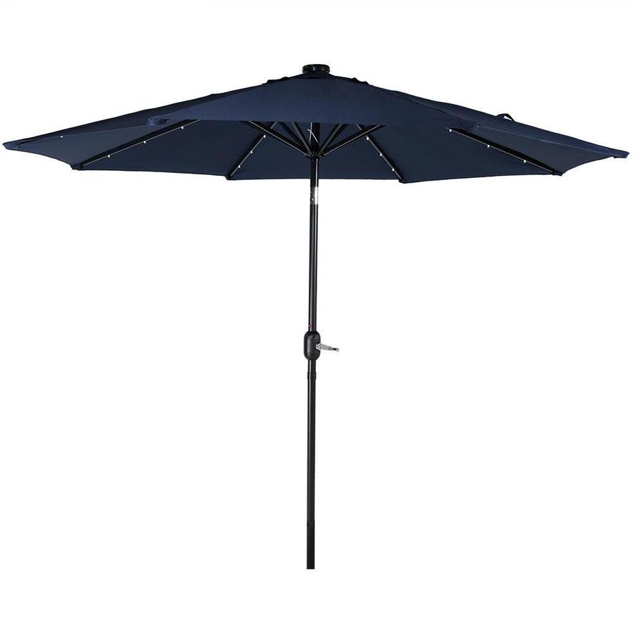 Sunnydaze Decor 9 Ft Octagon Navy Blue With Black Steel Frame Solar Powered Push Button Tilt Market Patio Umbrella In The Patio Umbrellas Department At Lowes Com