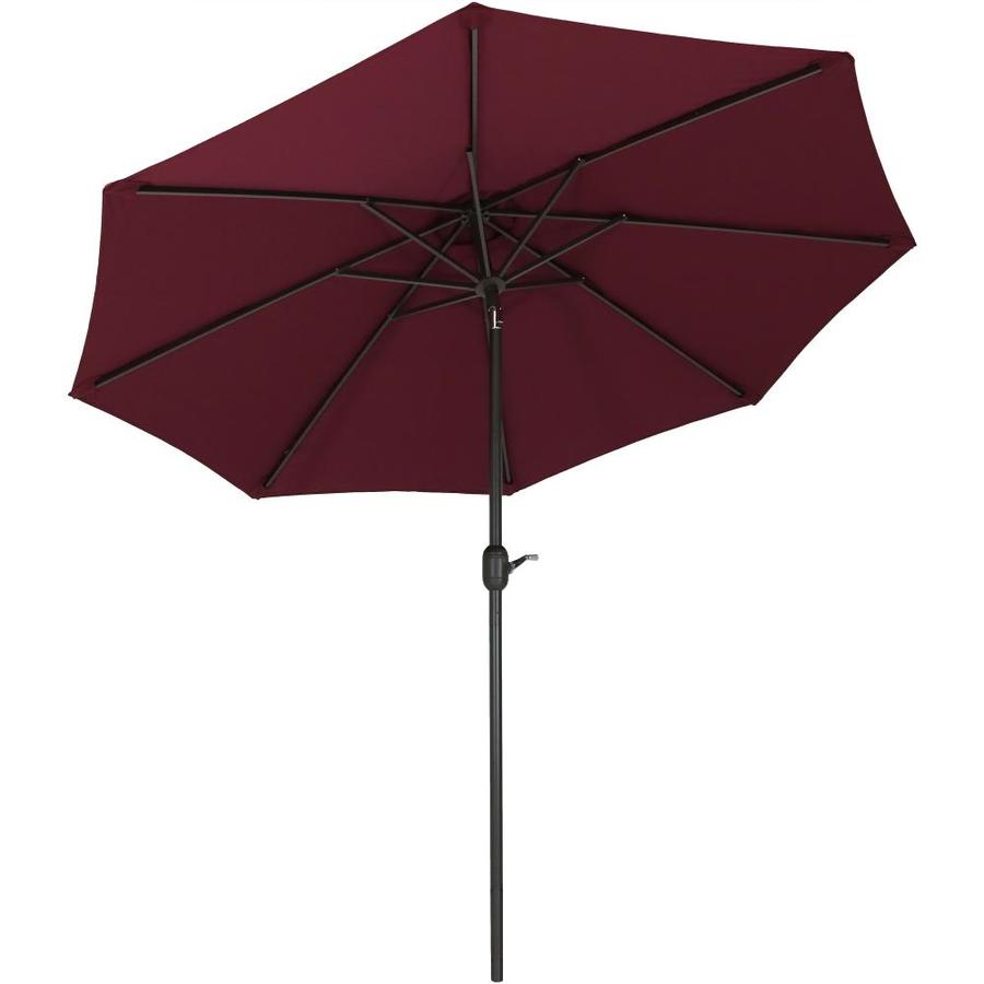 Sunnydaze Decor 8 5 Ft Octagon Burgundy With Black Aluminum Frame Crank Market Patio Umbrella In The Patio Umbrellas Department At Lowes Com