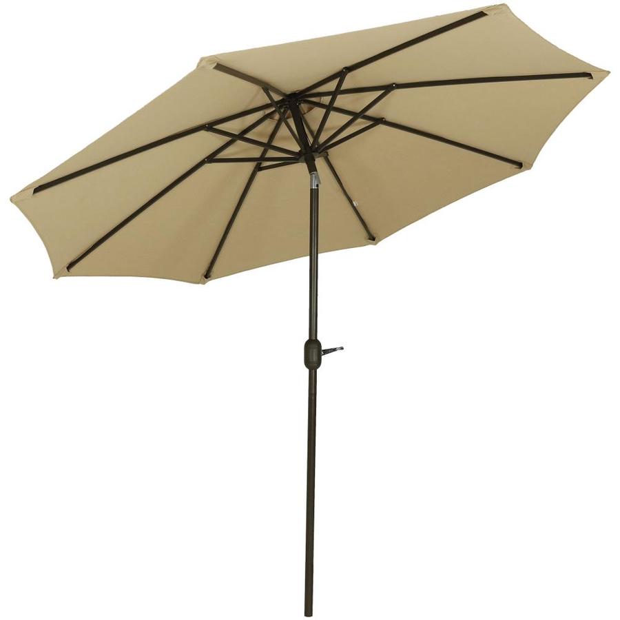 Sunnydaze Decor 9 Ft Octagon Beige With Black Aluminum Frame Crank Market Patio Umbrella In The Patio Umbrellas Department At Lowes Com