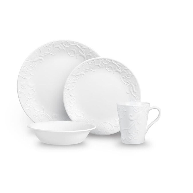 Corelle Corelle Embossed 16 Piece Set Bella Faenza in the Dinnerware department at Lowes.com