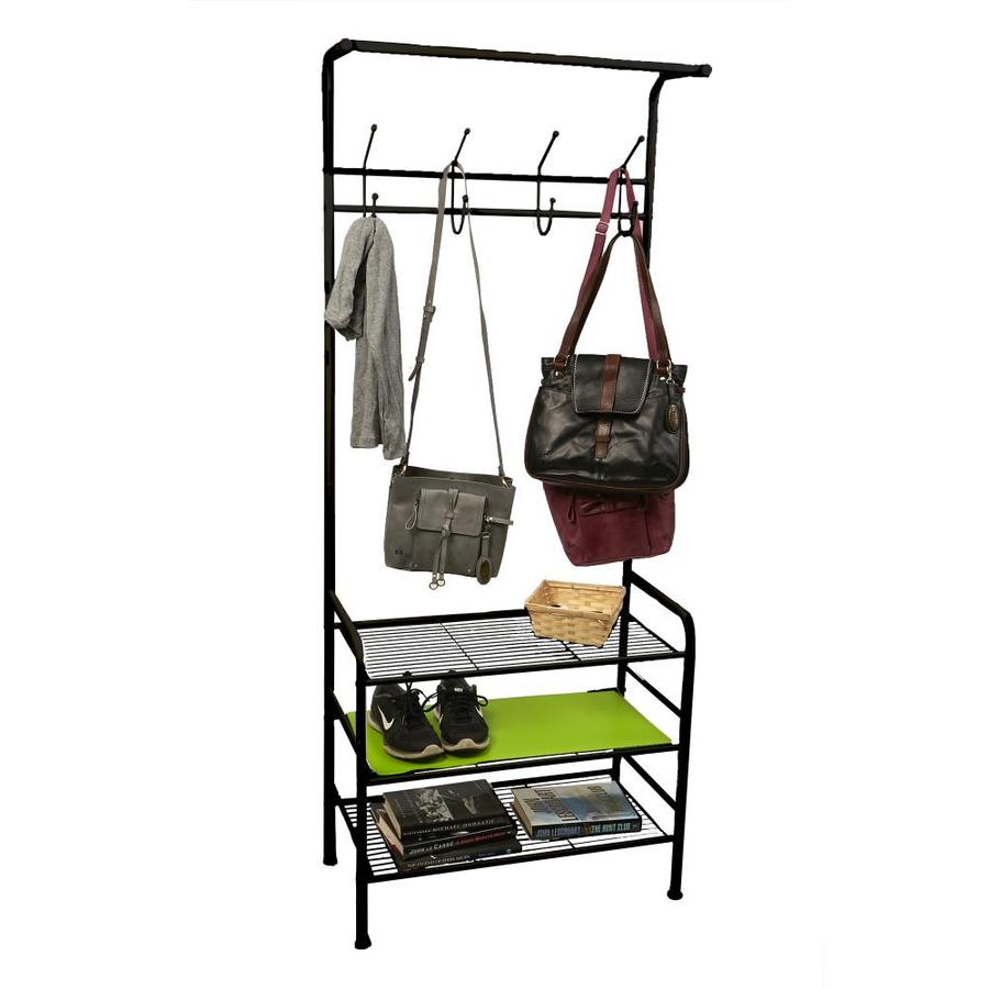 Mind Reader Mind Reader Coat And Shoe Rack 91 8 Hooks 93 Free Standing Coat Jacket And Clothes And Garments Hanger Backpack Bags And Hats Hall Tree Stand With 3 Tier Shoe Shelf Storage Organizer Black