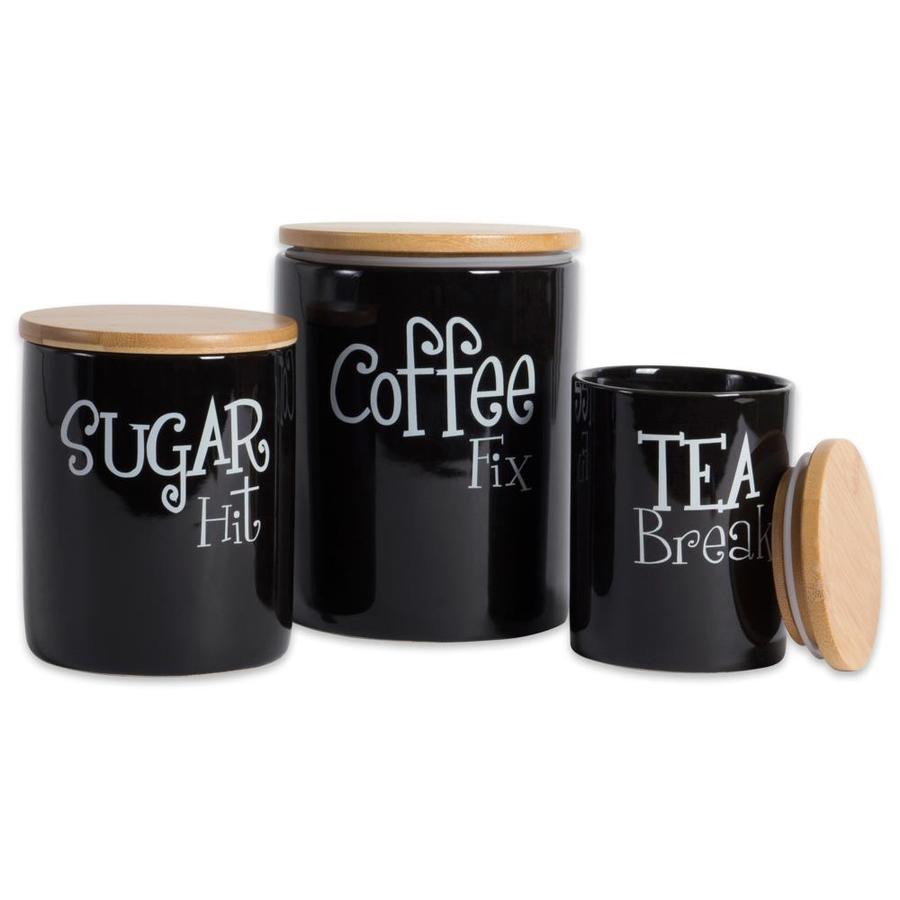 black ceramic tea coffee sugar canisters