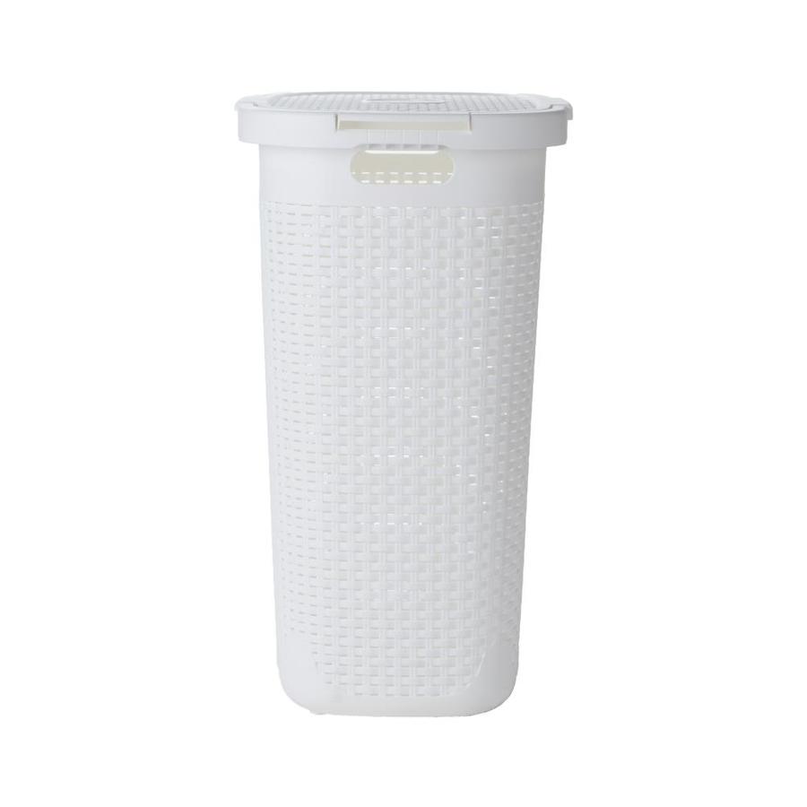 white laundry bin with lid