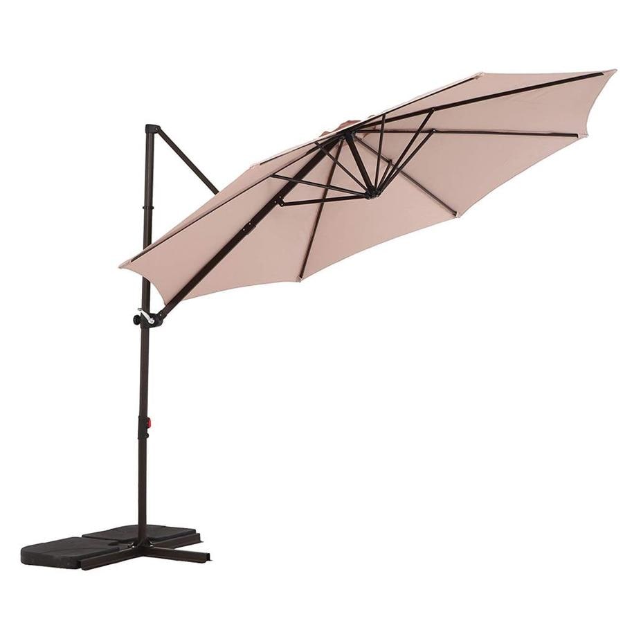 Casainc 10 Ft Octagon Beige With Teak Wood Frame Garden Patio Umbrella And Base In The Patio Umbrellas Department At Lowes Com