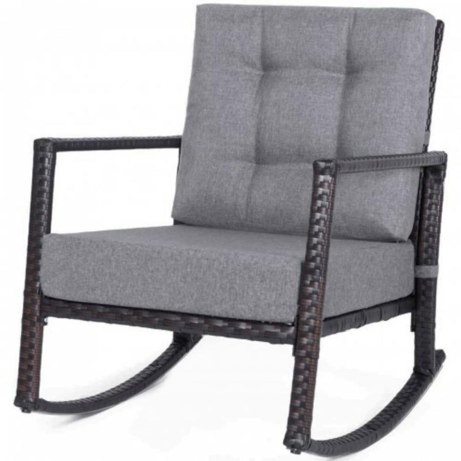 CASAINC Carolina Hurricanes Black Wicker Metal Rocking Chair(s) with