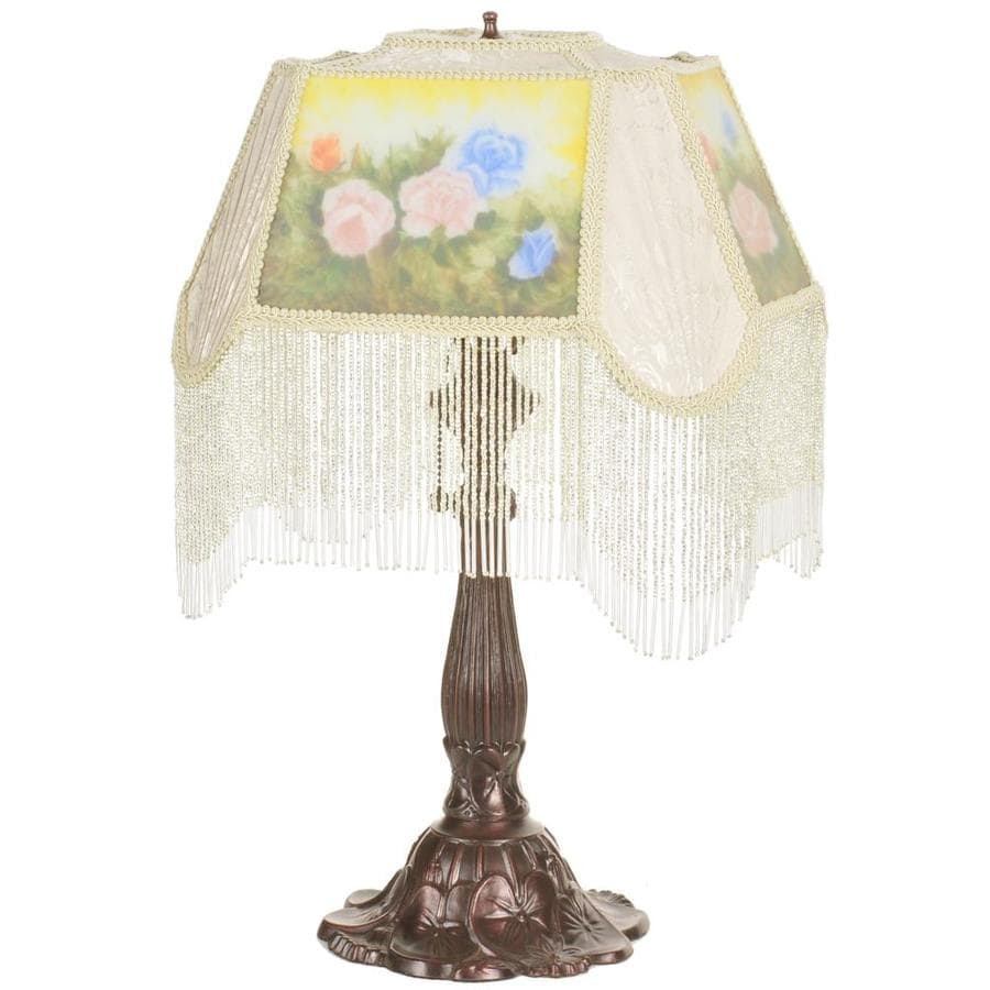 Meyda Tiffany Lighting Fabric And Fringe Antique Table Lamp With Tiffany Style Shade In The