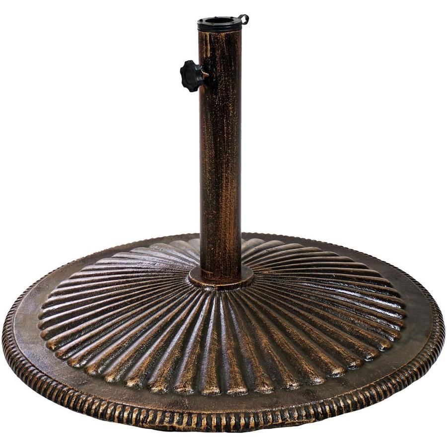 Sunnydaze Decor 22 In Diameter Round Cast Iron Patio Umbrella Base With Ridged Design Bronze Finish Outdoor Heavy Duty Metal Backyard Furniture Decor Accessory In The Patio Umbrella Bases Department At Lowes Com