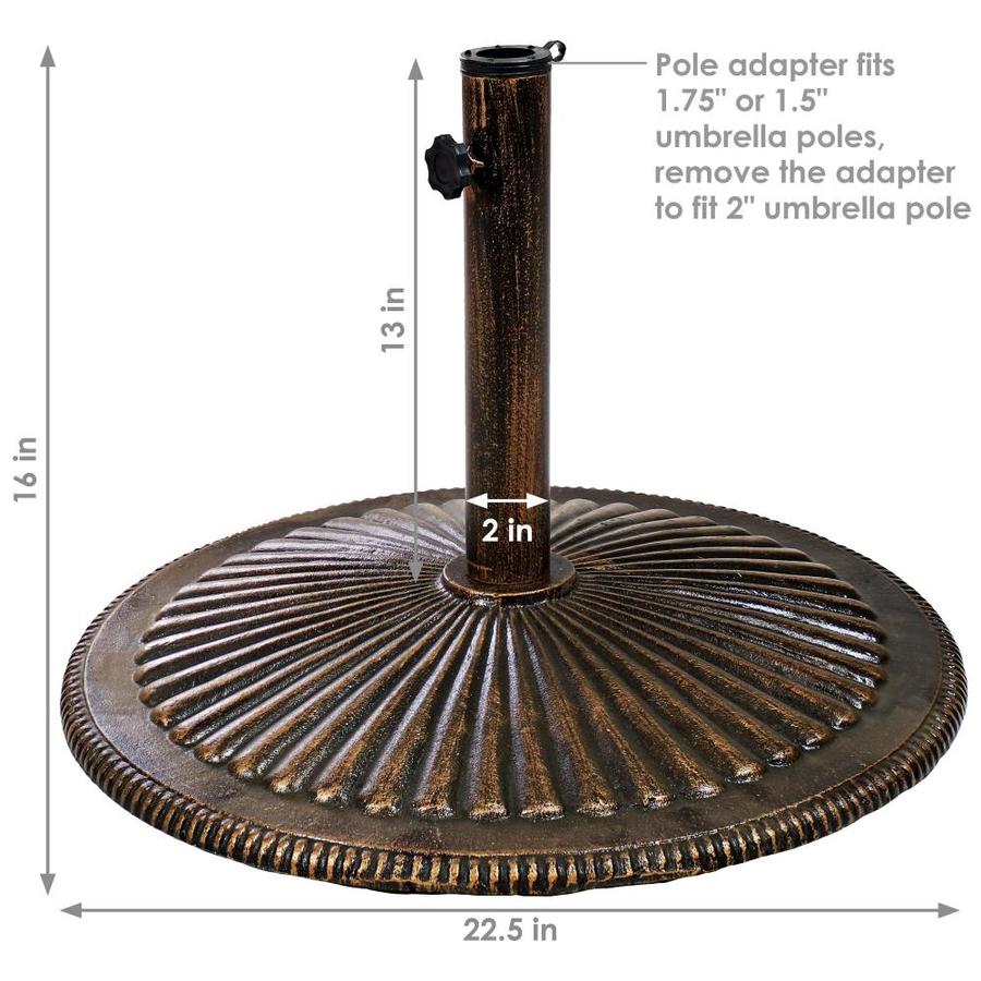 Sunnydaze Decor 22 In Diameter Round Cast Iron Patio Umbrella Base With Ridged Design Bronze Finish Outdoor Heavy Duty Metal Backyard Furniture Decor Accessory In The Patio Umbrella Bases Department At Lowes Com