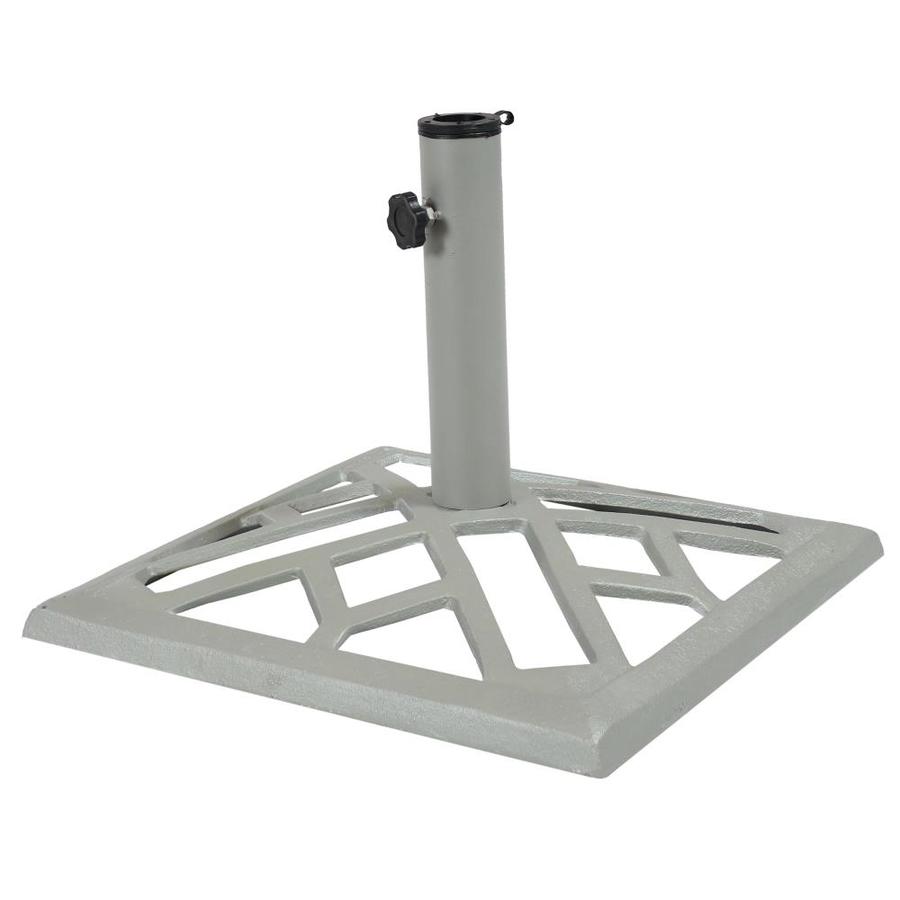 Sunnydaze Decor 17 In Square Cast Iron Outdoor Patio Umbrella Base Stand With Geometric Rectangle Design And Gray Finish Heavy Duty Backyard Umbrella Holder In The Patio Umbrella Bases Department At Lowes Com