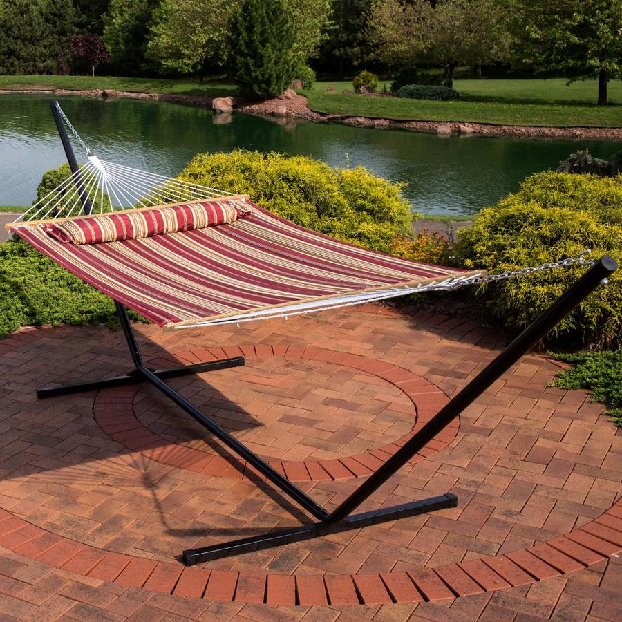 Sunnydaze Decor Red Stripe Fabric Hammock With Stand In The Hammocks